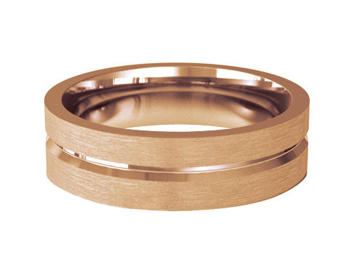 6mm gents shaped groove patterned wedding ring