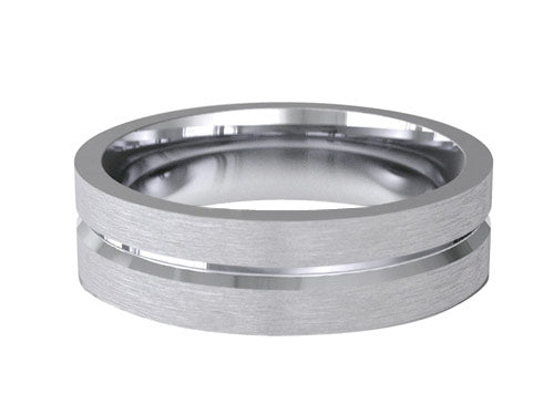 6mm gents shaped groove patterned wedding ring