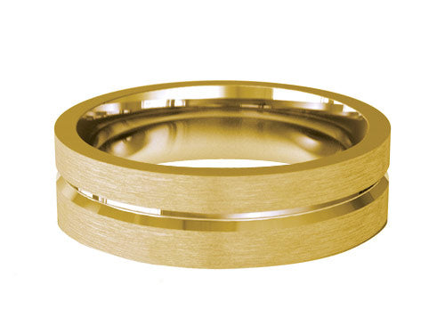 6mm gents shaped groove patterned wedding ring