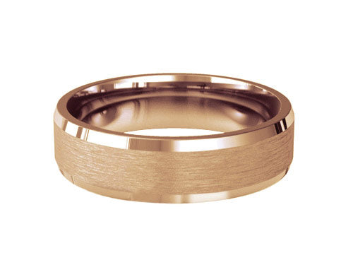 6mm gents with chamfered patterned wedding ring