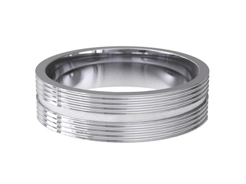 6mm gents textured channel patterned wedding ring