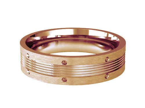 6mm gents flat satin patterned wedding ring