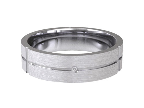 6mm gents convex patterned wedding ring