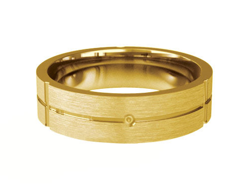 6mm gents convex patterned wedding ring