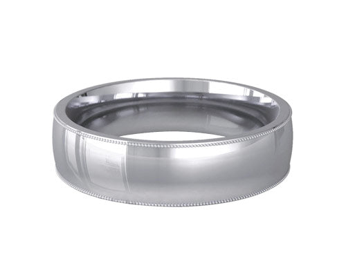 6mm gents angled patterned wedding ring