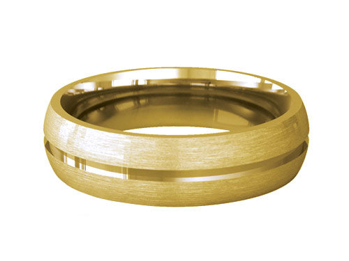 6mm gents central convex patterned wedding ring