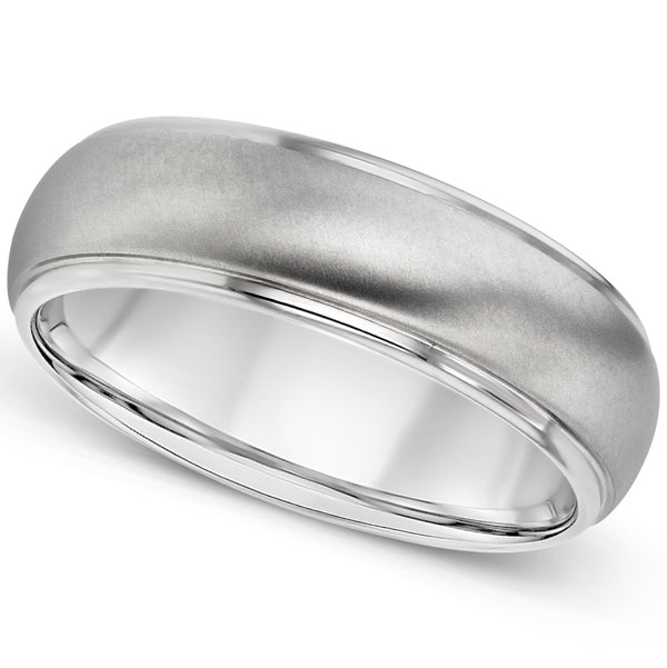 Gents Zirconium domed wedding ring shoulder cuts