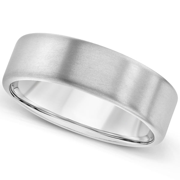 Gents Zirconium soft flat profile wedding ring