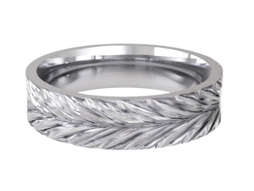 6mm gents fine diamond cut patterned wedding ring