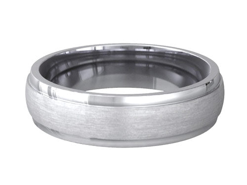 6mm gents angled with flat diamond patterned wedding ring