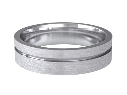 6mm gents rough brushed patterned wedding ring