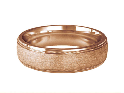 6mm gents high shined patterned wedding ring