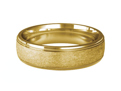 6mm gents high shined patterned wedding ring