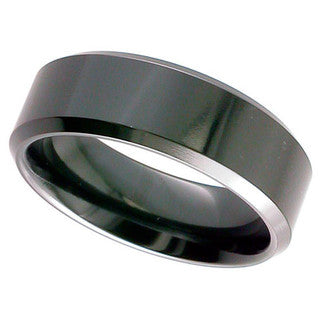 Gents Zirconium wedding ring chamfered