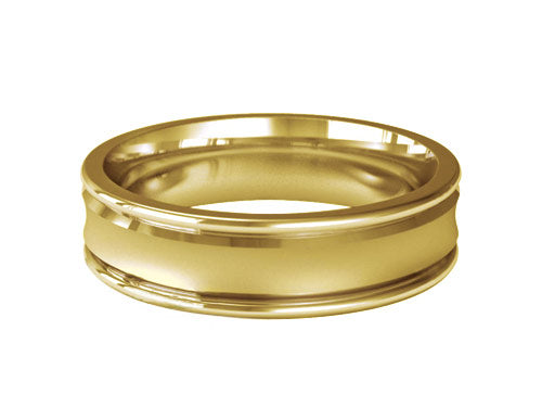 6mm gents concave satin and brush patterned wedding ring