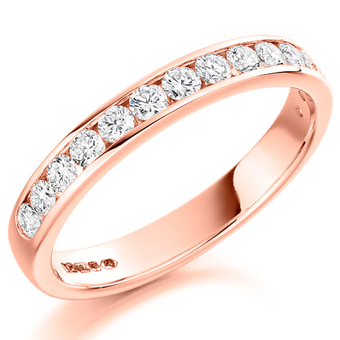 Ladies round brilliant channel set diamond wedding ring