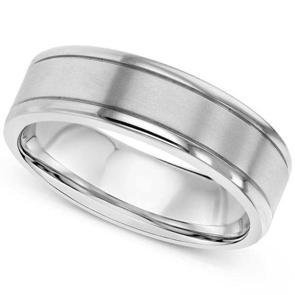 Gents Zirconium flat profile wedding ring polished