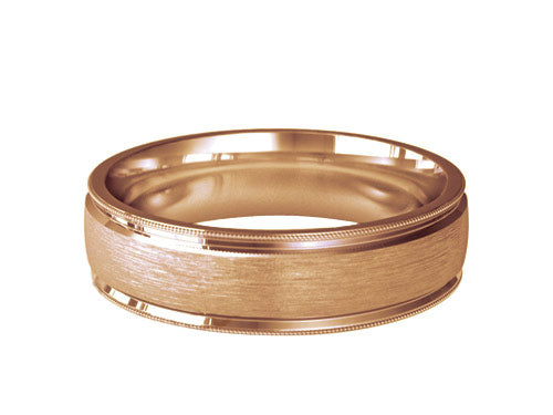 6mm gents millgrain patterned wedding ring