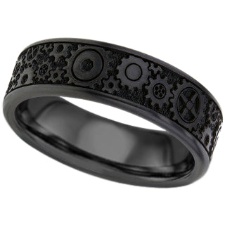 Gents Zirconium wedding ring gear