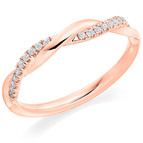 Ladies round brilliant claw set diamond twist wedding ring