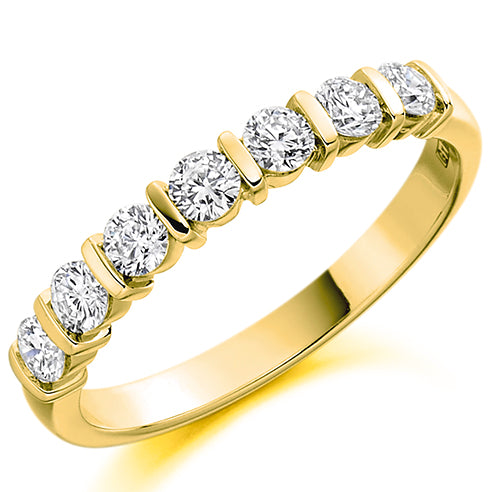 Ladies round brilliant plain bar set diamond wedding ring