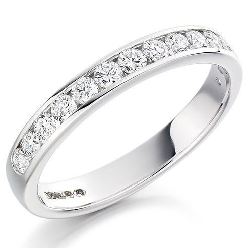 Ladies round brilliant channel set diamond wedding ring