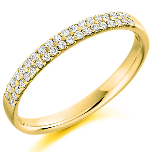 Ladies double row round brilliant micro claw set diamond wedding ring