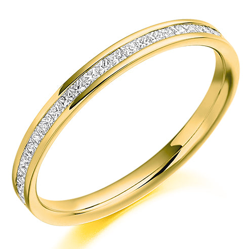 Ladies princess cut channel set diamond wedding ring