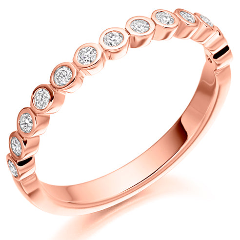 ladies round brilliant rub over diamond wedding ring