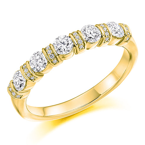 Ladies round brilliant diamond bar set diamond wedding ring