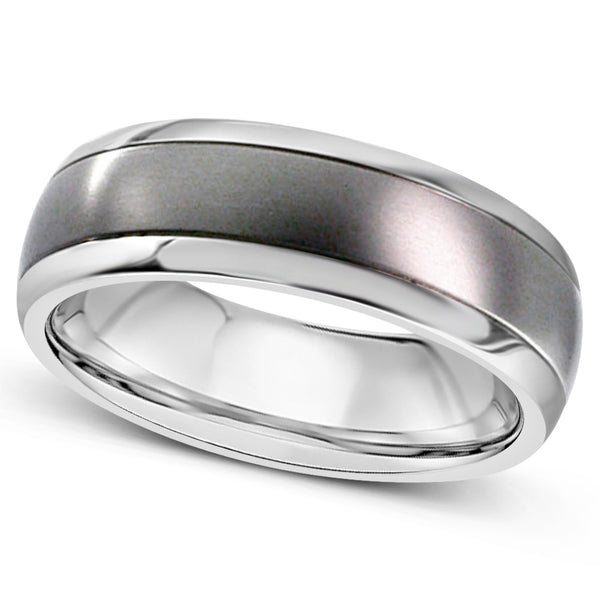 Gents Zirconium domed wedding ring polished